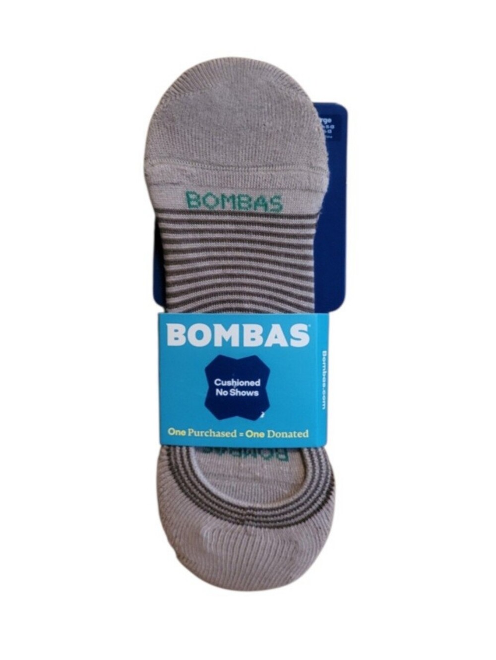 NEW Bombas Women's Solid Feedstripe Cushioned Beige No Show Socks - Large